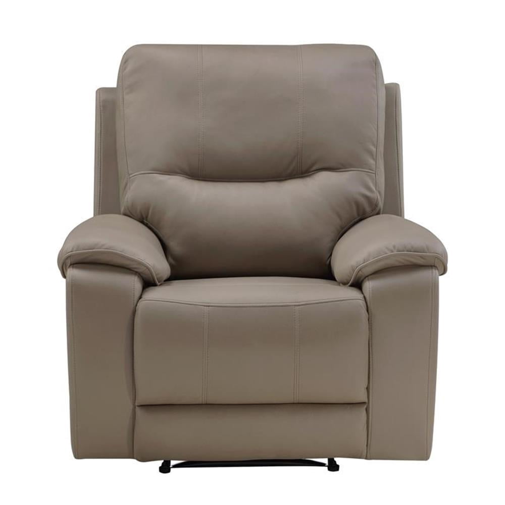 Pemberly Row 39" Polished Microfiber Power Reclining Chair in Brown