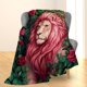 thumbnail image 2 of Bonita manta con diseño de león y rosa, suave y difusa manta de franela para sofá, cama, viajes y decoración del hogar, ligera y acogedora manta cálida para adultos, niños, hombres y mujeres, 50 x 40, 2 of 6