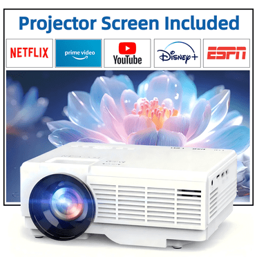 Mini Projector with Screen, Bluetooth 5.2, Support FHD 1080P Portable Projector Compatible with TV Stick/Phone/HDMI