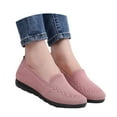 thumbnail image 3 of XIMIN Women's Knitted Flat Simple Solid Color Slip On Shoes Round Toe Lightweight Comfortable Loafers Footwear Casual Breathable Mesh Walking Shoes, 3 of 9