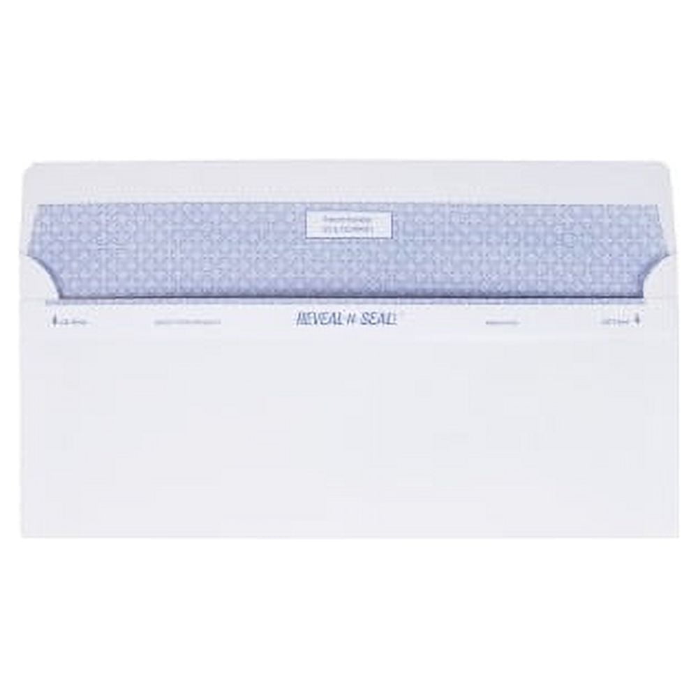 Quality Park Reveal-n-Seal Window Envelopes - Single Window- 9 1by2"W x 4 1by8" L- 24 lb - White