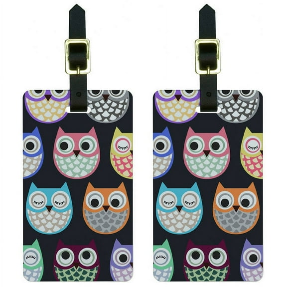 Cute Owls Owl Pattern Luggage Tags Suitcase Carry-On ID, Set of 2
