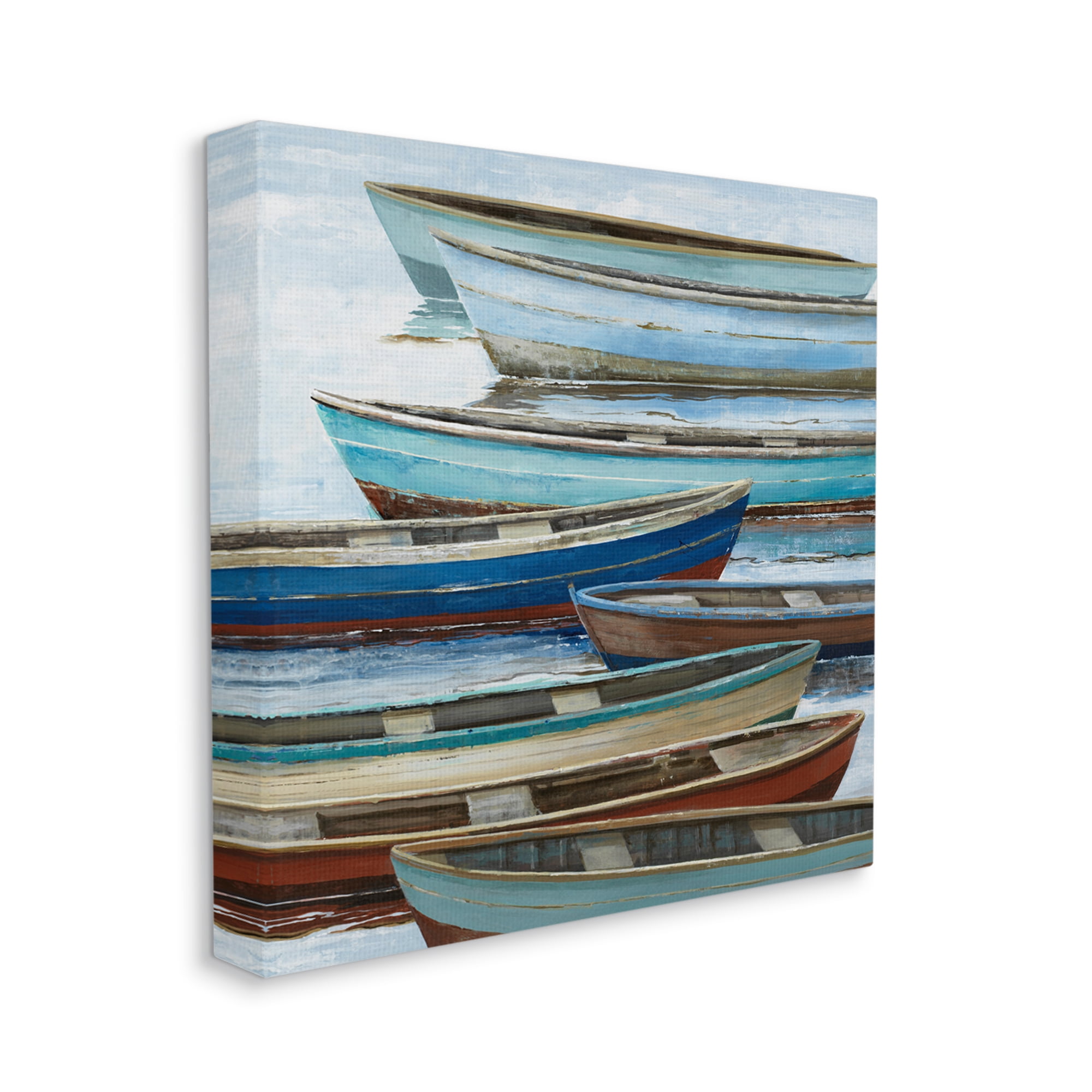 Stupell Industries Rustic Canoes on Lake Transportation Painting Gallery Wrapped Canvas Art Print Wall Art, 30 x 30