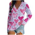 thumbnail image 1 of Blusa con cuello en V de manga larga con estampado de día de San Valentín suelto informal a la moda para mujer Fridja FKASFK4155, 1 of 4