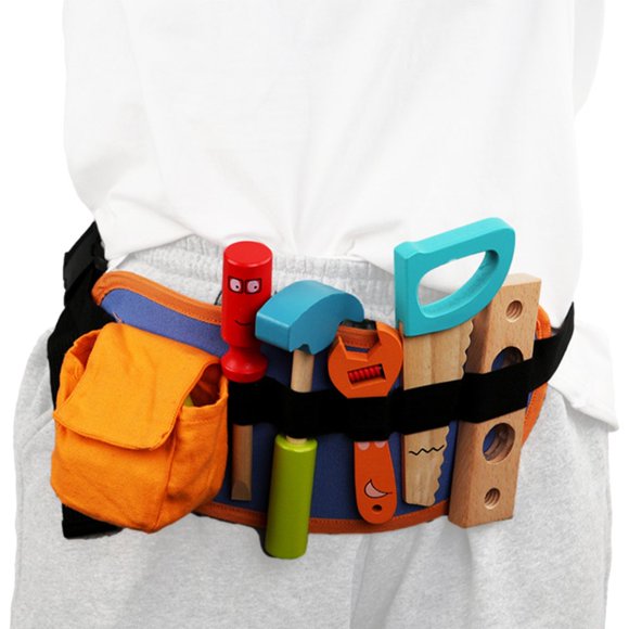 5 Wooden Construction Tools with Adjustable Tool Belt for Kids Educational Gift Toys