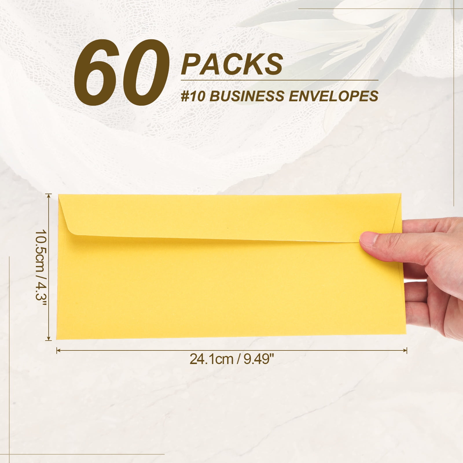 Uxcell 60 Pack Lemon Yellow #10 Business Envelopes, Colored Self Seal Letter Size