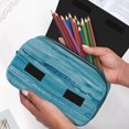 thumbnail image 6 of Sikiie Teal Turquoise Fluid Stripes Print Flip Double-layer Pencil Case, All-purpose Stationery Bag for Study and Office, Zipper Design, Unisex, 6 of 7