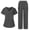 Dark Gray, variant on MOJOGO 2 Piece Scrub Set for Women V Neck Short Sleeve Top and Pants Multi Pockets Work Nurse Uniform Dark Gray 2XL