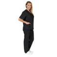thumbnail image 6 of M&M SCRUBS Women Scrub Set V-Neck Medical Scrub Tops and Drawstring Pants - Pack of 6 Set (Black, X-Large), 6 of 7