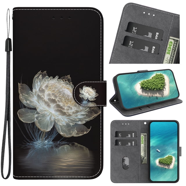 Compatible with Motorola Moto Edge 40 Flower Painted PU Leather Wallet Case with Card Slots Cover