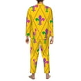 thumbnail image 5 of Kll Mardi Gras Crayfish And Fleur De Lis Sleepwear Mens Flannel Pajamas,Long Cotton Pj Set, 5 of 9