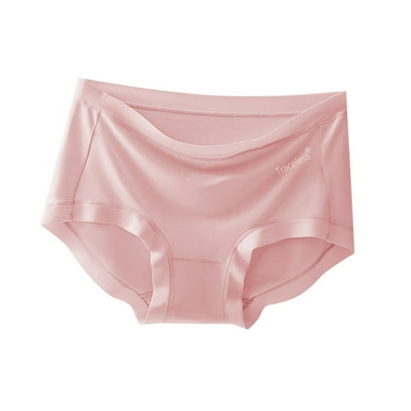 GHSOHS Womens Underwear Panty Nylon Underwear for Women Lace Underwear Women s No Show Soft Panties Underwear Seamless Mid Waist Breathable Solid Triangle Shorts Underpants Hipster Panty Pink Bri M
