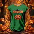 thumbnail image 2 of Ruiwill Halloween Shirt Toddler Boy Size 3-4 Years Fall Funny Long Sleeve Halloween Shirts Boys Letter Pumpkin Print Kids Tops, 2 of 4