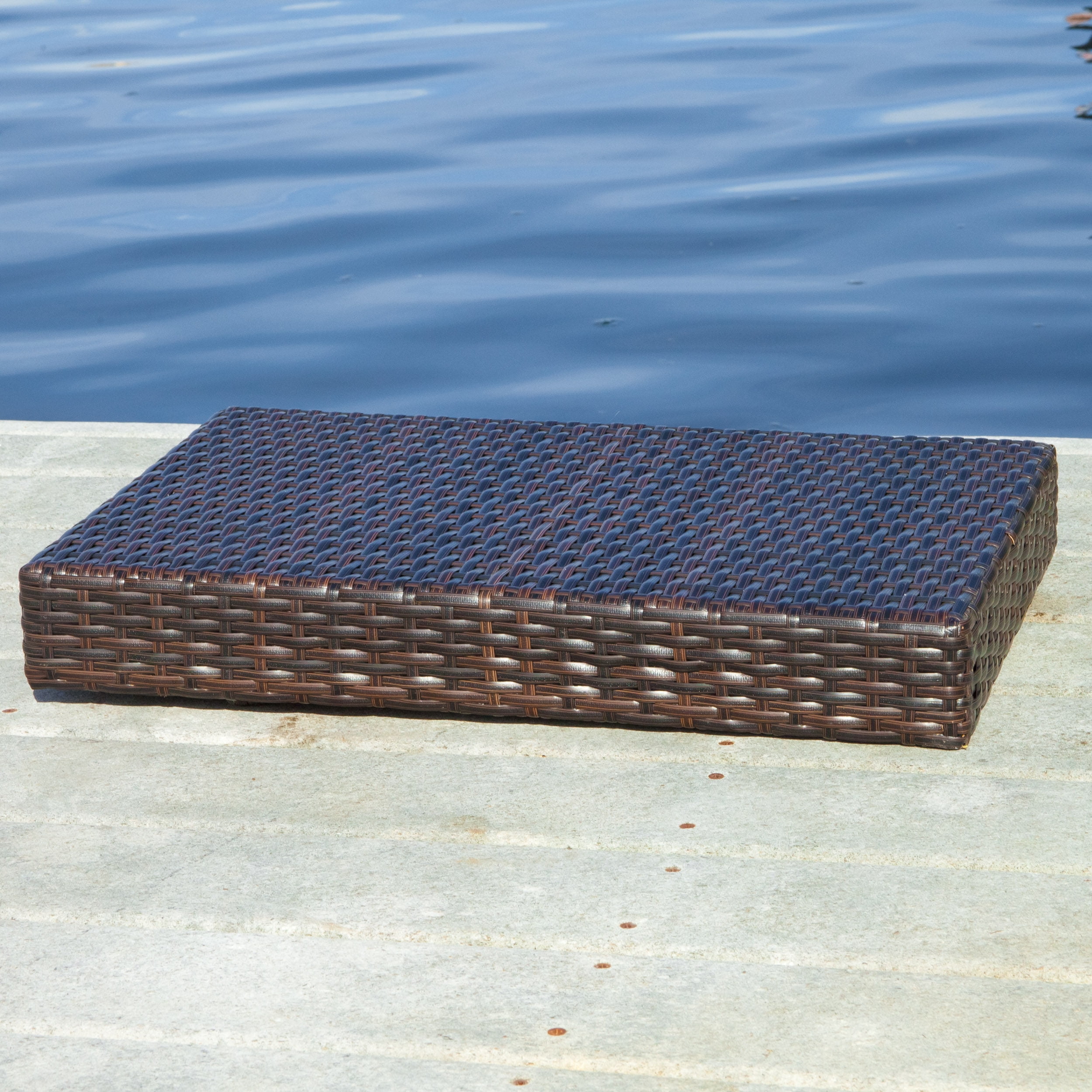 Outdoor Foldable PE Woven Snack Side Table, Portable Small Leisure Table for Patio Garden, Brown