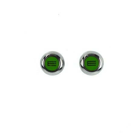 Silver Tone Metal Enamel - Etro Mens Green Enamel E Logo Silver tone Metal Cuff links