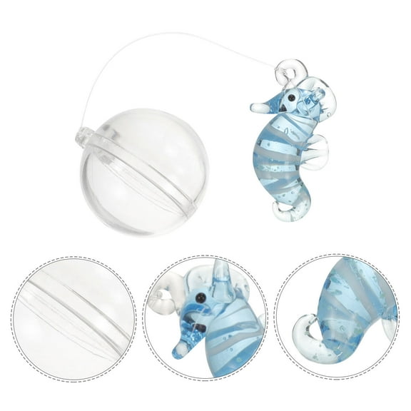 Hytrove fish tank floating ornament Glass Fish Tank Ornament Sky Blue 1Pack 1.3*0.6*0.4in