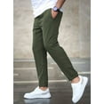 thumbnail image 4 of Men's Pants Solid Color Drawstring Waist Pants Regular Fit Casual Comfy Trousers for Spring & Fall Men's Bottoms for Daily Wear, 4 of 5