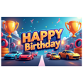 thumbnail image 3 of Racing Themed Happy Birthday Banner Background, Party Decorations with Trophies Cars and Traffic Lights, for Birthday Parties Photo Backdrops and Decor Props, 3 of 4