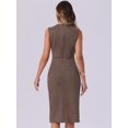thumbnail image 3 of DARING DIVA Faux Suede Sleeveless Split Hem Dress Small Coffee, 3 of 6