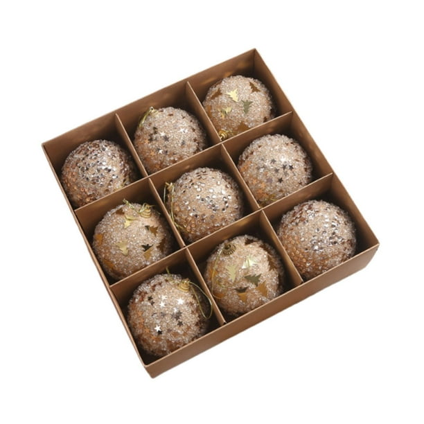 9 piezas de adornos navideños de bolas decorativas colgantes, novedosas y ligeras Oro