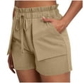 thumbnail image 5 of Lace Trim Beach Shorts for Women High Waisted Drawstring with Outer Pockets, Loose Scoop Hem Casual Vacation Shorts, 5 of 8