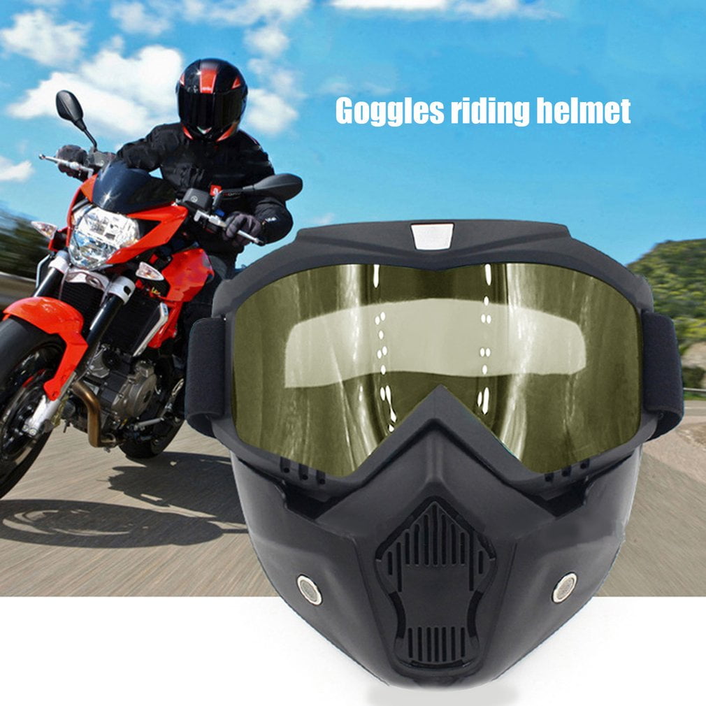 Riding Protective Helmet Detachable Mask Goggles Flexible Face Mask Goggles by