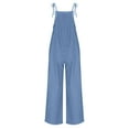 thumbnail image 4 of Kaemgyyd Womens Denim Bib Overalls Summer Wide Leg Spaghetti Strap Jean Pants Jumpsuits Trendy Fashion One-Piece Outfit with Pockets, 4 of 6