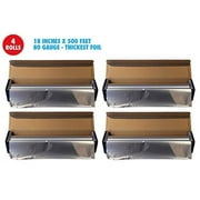 Heavy Duty Aluminum Foil, 18 Inches X 500 Feet, Commercial Industry Grade, Food Service, Wrap, Bulk Thick Super Heavy Duty Roll (4-Pack)