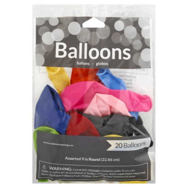 Assorted 9" Latex Balloons, 20 pk