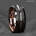 thumbnail image 4 of Tungsten Rings for Men Wedding Bands for Him Womens Wedding Bands for Her 8mm Black Brushed Rose Gold, 4 of 10