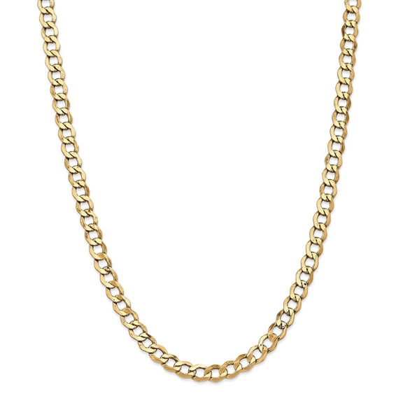 14K Yellow Gold chain Curb 20 in 6.5 mm 6.5mm Semi-Solid Link