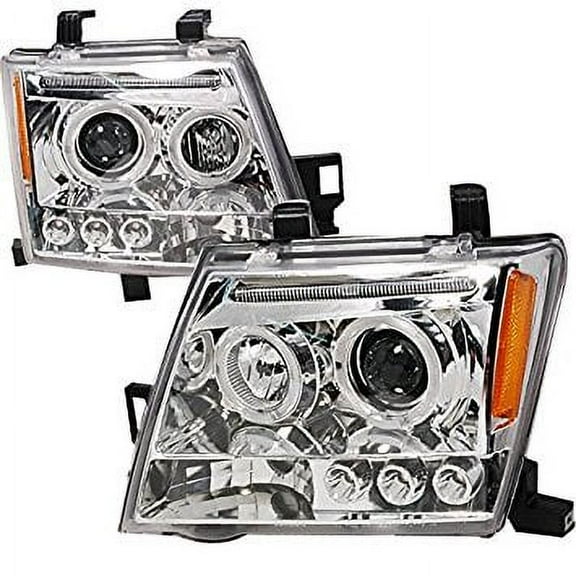 Spec-D Tuning 2LHP-XTE05-TM Nissan Xterra Chrome Clear Halo Led Projector Headlights
