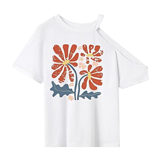 Camiseta para mujer, camisetas de verano, camiseta con cuello redondo para acampar, regalo para mujer L