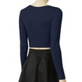 thumbnail image 3 of J. METHOD Women's Long Sleeve Scoop Neck Crop Top Solid Basic Casual Cropped T Shirts NEWT19 Navy L, 3 of 6