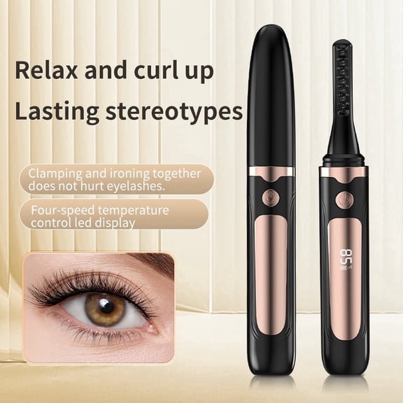 JUUTREN Heated Eyelash Curlers - Electric Eyelash Curler for Makeup Tools, Rechargeable Lash Curler with LED Display 4 Temp Settings, Fast Heat up within 10s, 24 Hours Long Lasting(Black)
