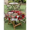 thumbnail image 3 of Outdoor Tablecloth with Umbrella Hole and Zipper, Red Snowman Christmas Round Table Cloth 54 Inch Waterproof Tablecloth, Xmas Snowflake Botanical Picnic Table Cover for Patio Camping, 3 of 7