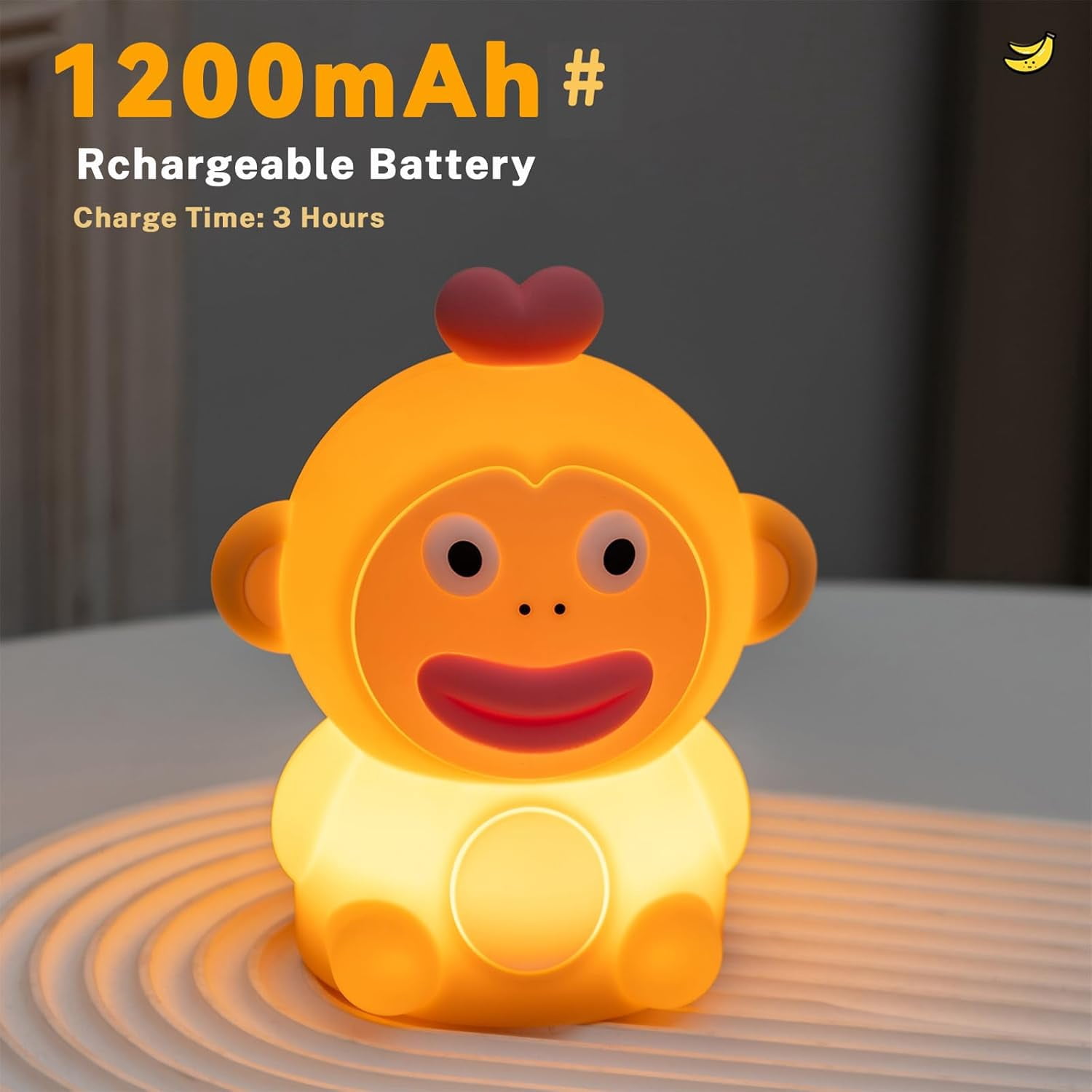 Monkey Night Light for Kids, Funny Big Mouth Squishy Silicone Nursery Lamp, 3 Level Touch Dimmable with Timer, Rechargeable Baby Night Light, Gifts for Boys Girls