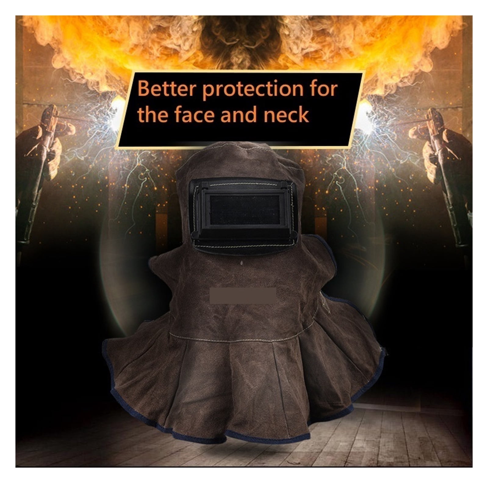 Leather Welding Helmet Mask Solar Flip Cover Lens Breathable Leather Welding Face Mask Hood Welder Security Protection Helmet ,Great Choice
