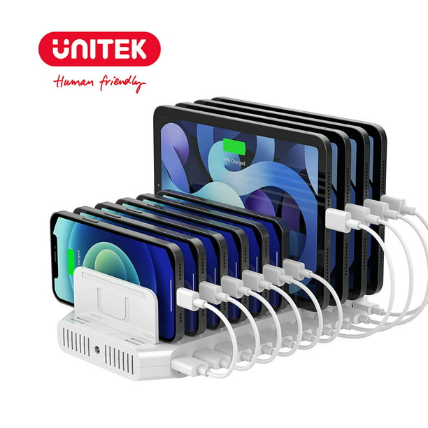 Unitek PD 160W Charging Station with QC 3.0, 160W 10-Port USB Charger Dock, Power Delivery Compatible with Laptop MacBook, Pixel, Upgraded Dividers - Walmart.com
