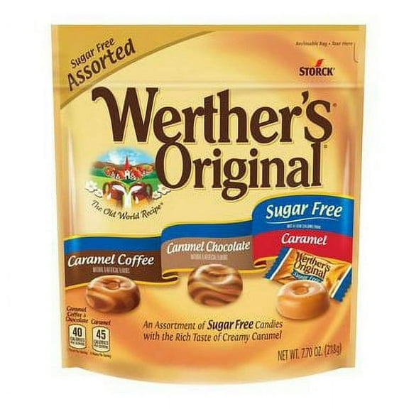 Werther's Original Sugar Free Assorted Caramel Hard Candies, 7.7oz Bag