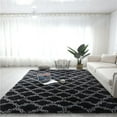 thumbnail image 3 of Fluffy Bedroom Rugs Super Soft Velvet Shaggy Geometric Design Area Rug for Kids Girls Living Room Bed Home Decor, White & Gray, 2' x 5', 3 of 10