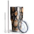 thumbnail image 2 of 30oz Halloween Pumpkin Doodle Pattern Tumblers Stainless Steel Tumbler with Lid and Straw,Vacuum Insulated Double Wall Travel Tumbler Cups Mug with Cleaning Brush for Coffee,Tea, 2 of 7