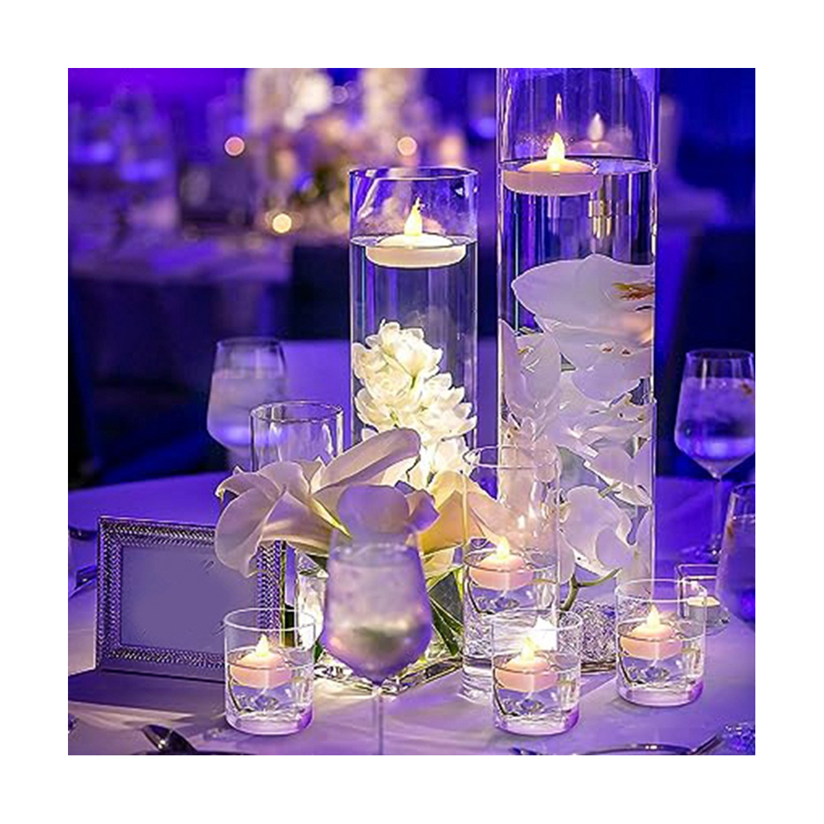 48 Flameless Water Candles, Floating Water Electronic Candles, Wedding Pool Dinner Candles (Yellow Light)