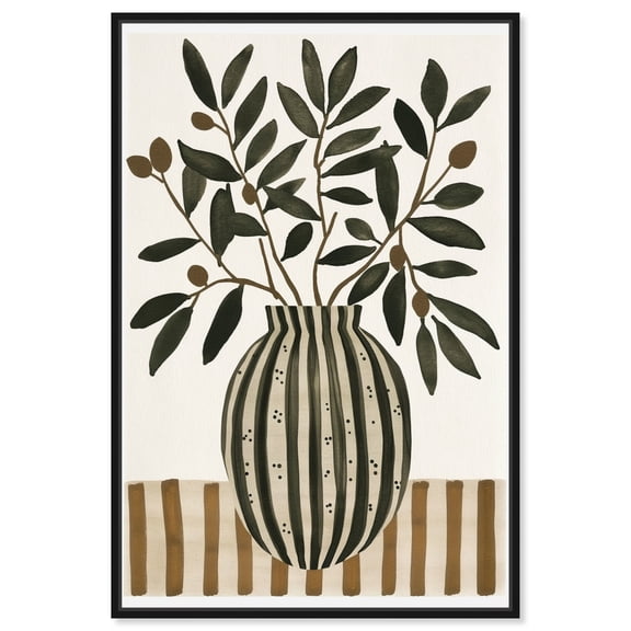 Kalimera Vase Canvas Retro Poster Art by Art Remedy, Black Frame, 10" x 15"