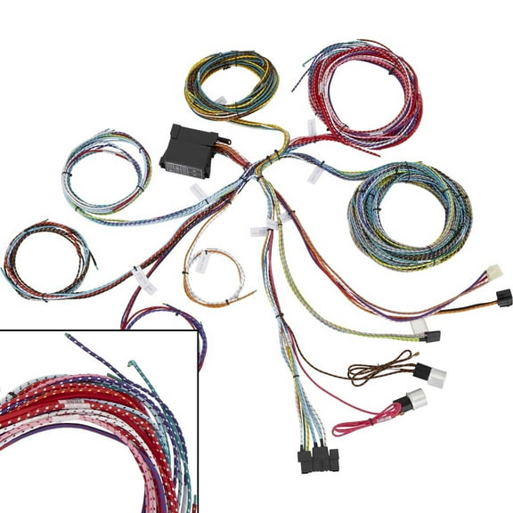 Speedway Motors 12-Circuit Vintage Cloth Covered Wiring Harness: Universal Design for 12-Volt Vehicle Projects, Modern GXL Insulated Automotive-Grade Wire with Classic Braided Look