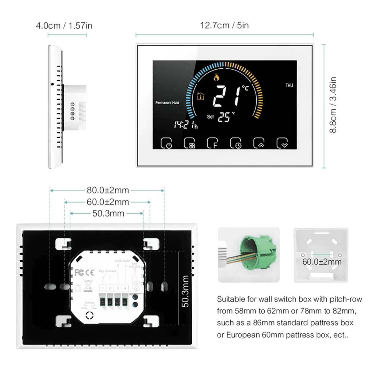 Smart Tuya Voice Control Smart Programmable Thermostat APP Control LCD Water/Gas Boiler Heating Black WiFi