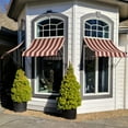 thumbnail image 2 of Awntech 6.38 Ft Charleston Sloped Fixed Awning with Scrolled Iron Arms (76.5in x 18in x 36in), Burgundy/Tan Stripe, 2 of 3