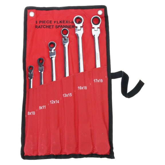 6-Piece Flex-Head for Extra Long Ratcheting Wrenches Double Box End Chrome Vanad