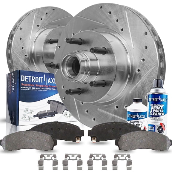 Detroit Axle - 6pc Front Brake Kit for Mazda Ford Explorer Ranger B2300 B3000 B4000 Drilled & Slotted Disc Brake Rotors Replacement Ceramic Brakes Pads: 11.28" inch Rotor