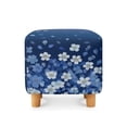 thumbnail image 2 of SCRAWLGOD Floral Print Navy Blue Ottoman Cover Square Storage Ottoman Slipcover Thick Stretchable Footrest Stool Covers with Elastic Band for Pets, Machine Washable, 2 of 7
